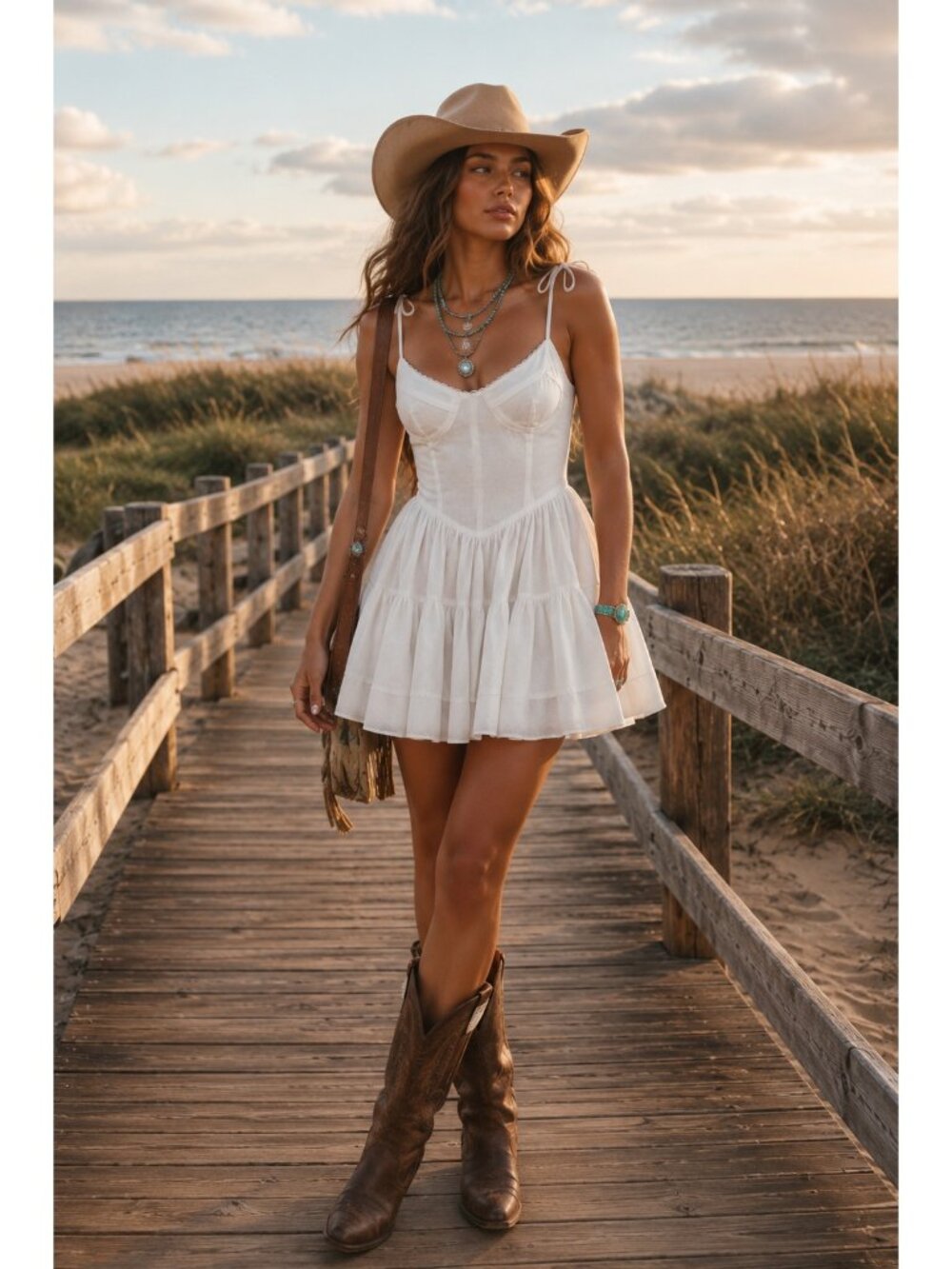 Tiger Mist Bijou White Mini Dress XS Tie Shoulder Bustier Babydoll Cottagecore